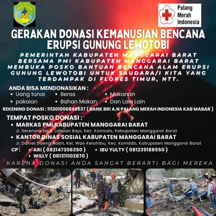 Flayer Gerakan Donasi kemanusiaan Erupsi Gunung Lewotobi. (foto : Ist.)