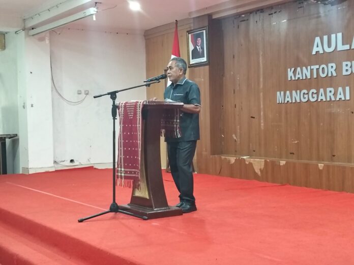 Bupati Manggarai Barat Edistasius Endi saat memberikan sambutan.                   Foto : Gonsalez
